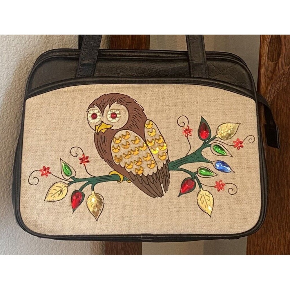Vintage Jeweled Owl Handbag Retro Enid Collins Style Purse Please Read - Picture 3 of 16